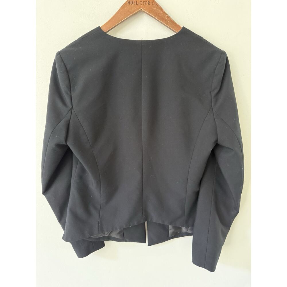 Trouve Womens Open Front Blazer Jacket Size L Black Career Office Workwear - Picture 6 of 11